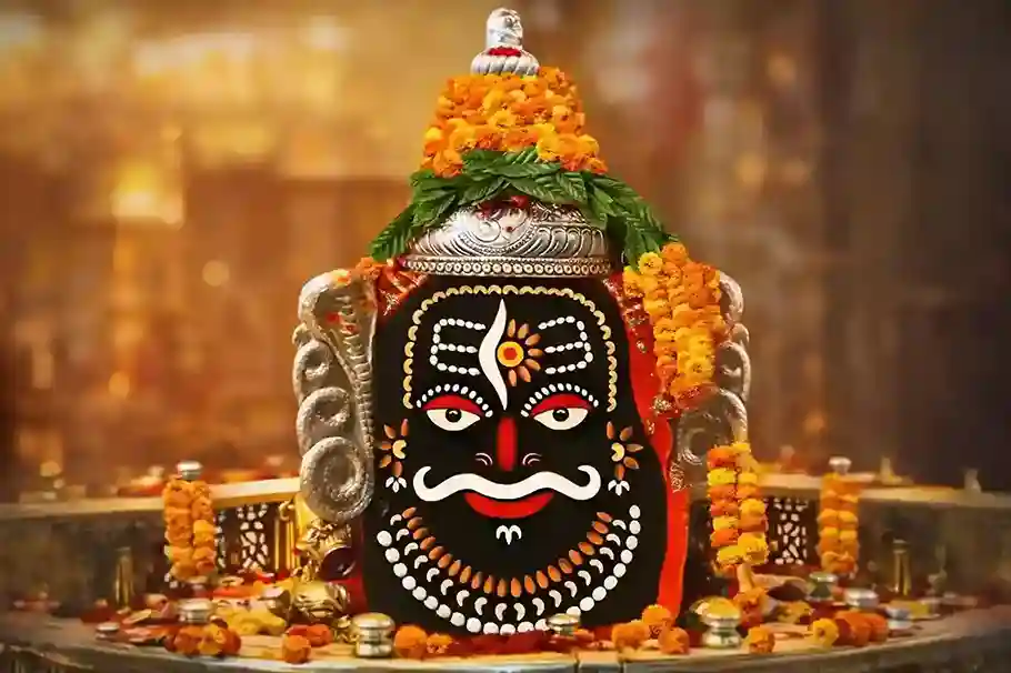 Mahakaleshwar temple Chadhava offering with purohit performing ritual in Ujjain