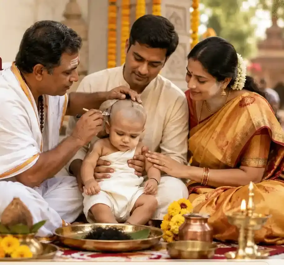 Mundan ceremony child first haircut Hindu ritual