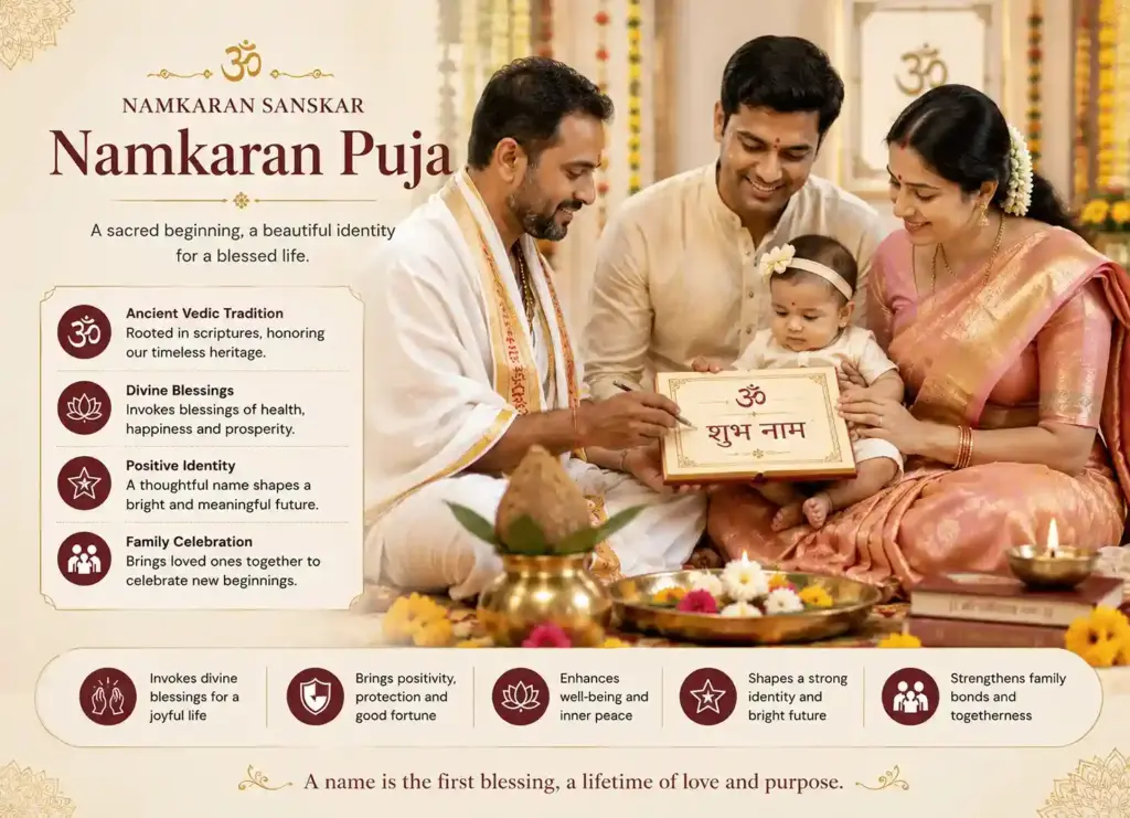 Namkaran Puja baby naming ceremony with pandit and family
