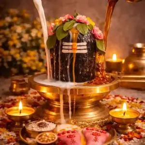 Rudrabhishek Puja with Shivling abhishek and pandit performing rituals