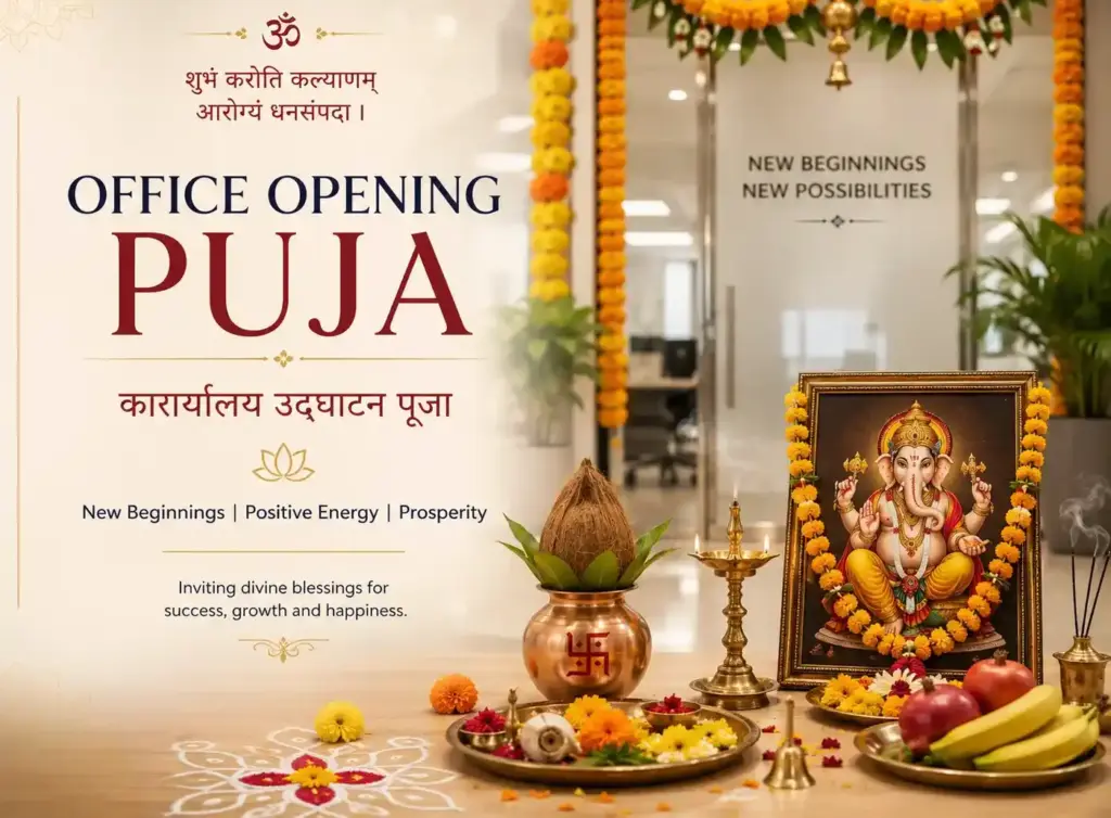 Office opening puja ceremony in a new workplace