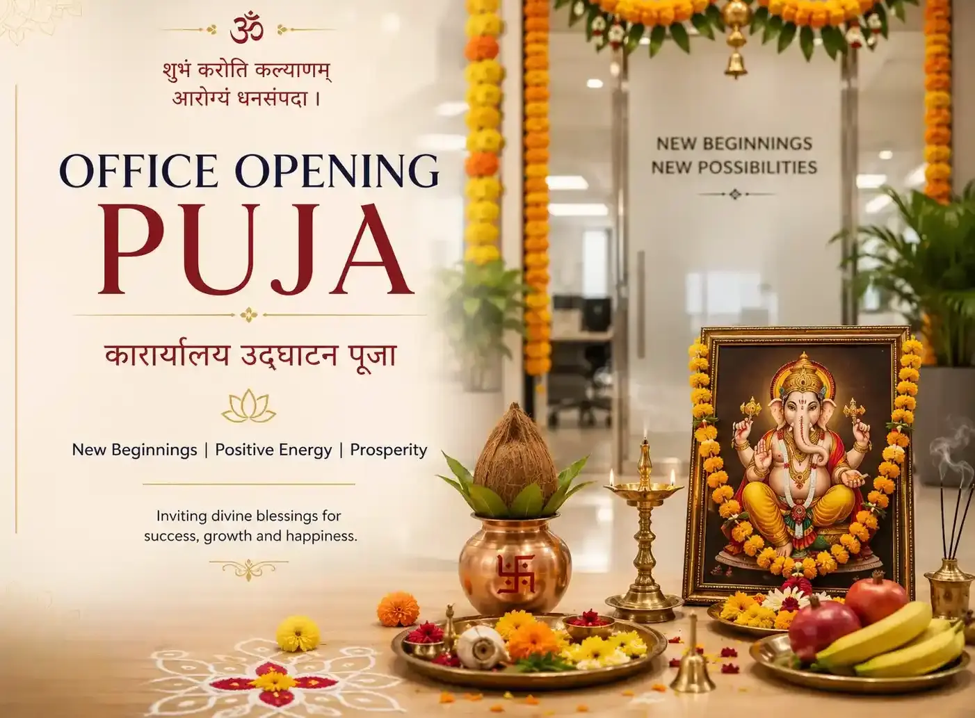Office opening puja ceremony in a new workplace